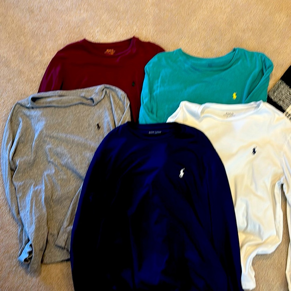 Lot of 5 long sleeved Ralph Lauren polo tshirts